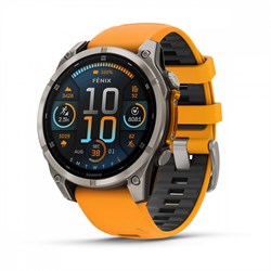 Fenix 8, 47 мм Amoled Sapphire Titanium светло-серый оранжевый силиконовый ремешок 010-02904-11