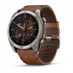 Fenix 8, 51 мм Amoled Sapphire Titanium каштановый кожаный ремешок 010-02905-40