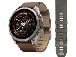 Fenix 9 Pro 51 mm Titanium with Walnut Leather Band inReach 010-04337-41