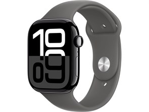 Watch Series 10, 42 мм, Jet Black (Глянцевый чёрный), Алюминиевый корпус с Stone Gray Sport Band - S/M (130-180 мм) MWWX3-MXLG3