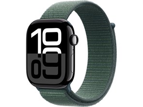 Watch Series 10, 46 мм, Jet Black (Глянцевый чёрный), Алюминиевый корпус с Lake Green Sport Loop MWX13-MXL83