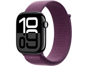 Watch Series 10, 46 мм, Jet Black (Глянцевый чёрный), Алюминиевый корпус с Plum Sport Loop MWX13-MXL63