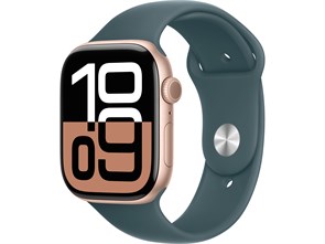 Watch Series 10, 42 мм, Rose Gold (Розовое золото), Алюминиевый корпус с Lake Green Sport Band - S/M (130-180 мм) MWWY3-MXL93