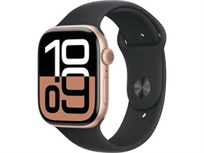 Watch Series 10, 42 мм, Rose Gold (Розовое золото), Алюминиевый корпус с Black Sport Band - M/L (150-200 мм) MWWY3-MXLK3