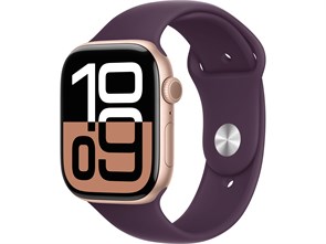 Watch Series 10, 46 мм, Rose Gold (Розовое золото), Алюминиевый корпус с Plum Sport Band - S/M (140-190 мм) MWX23-MXLT3