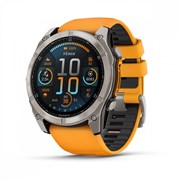 Fenix 8 - 51 мм, Amoled, Sapphire, Titanium, светло-серый, оранжевый силиконовый ремешок 010-02905-11