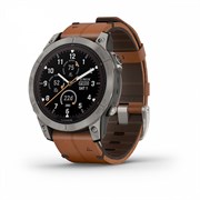 Fenix 7 Pro Sapphire Solar титановый серый, коричневым кожаным ремешком 010-02777-30