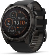 Fenix 8 51 мм Solar Sapphire Carbon Gray Titanium, Black/Pebble Silicone 010-02907-10