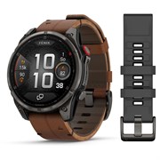 Fenix 8 PRO 47 мм Amoled Sapphire Lens Tinanium, Chestnut Leather Band Plus Pabble gray Silicone, 010-03198-40