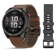 Fenix 8 PRO 51 мм Amoled Sapphire Lens Carbon Grey DLC Tinanium, Chestnut Leather Band, 010-03199-40
